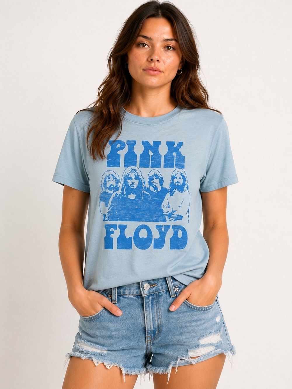 PINK FLOYD Vintage Inspired Graphic Tee - Light Blue Size XS NWT